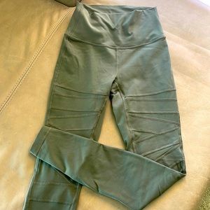 Lulu olive legging with mesh on legs
